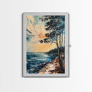 Sunset Seaside Painting Canvas Print | Coastal Wall Art | Ocean Sunset Decor | Beach House Art | Relaxing Landscape Artwork