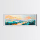 Pastel Sunset Landscape Canvas Print Mountain Wall Art, Serene Home Decor, Nature Painting, Bedroom Artwork, Minimalist Wall Decor