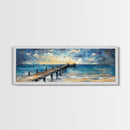 Wooden Dock Sunset Canvas Print Ocean Pier Wall Art Seaside Beach Decor Nautical Artwork Coastal Home Art Large Framed Print