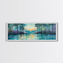 Twilight Lake Canvas Print Tranquil Nature Wall Art, Reflective Water Landscape, Mystical Forest Painting, Serene Bedroom Wall Decor