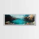 Rocky Cove Ocean Art Framed Canvas Print Textured Seascape Wall Decor Coastal Home Accent Nautical Painting Bedroom or Living Room Gift