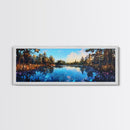 Tranquil Lake Reflection Framed Canvas Print - Nature Landscape Wall Art, Living Room Decor, Serene Water Painting, Cabin Wall Art