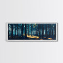 Enchanted Forest Art Framed Canvas Print - Dark Moody Woodland Painting, Nature Wall Art, Mystical Trees, Living Room Aesthetic
