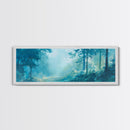 Misty Forest Painting Ethereal Blue Woodland Art Dreamy Nature Landscape Wall Decor Tranquil Aesthetic Bedroom Artwork