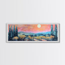 Tuscany Vineyard Painting Sunset Landscape Wall Art Rustic Countryside Decor Warm Autumn Aesthetic Dining Room
