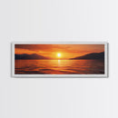 Golden Sunset, Serene Lake Painting, Tranquil Water Art, Nature Decor, Framed Canvas Print, Minimalist Style, Bedroom Artwork