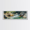 Waterfall Stream, Rocky River, Nature Wall Art, Framed Canvas Print, Cabin Decor, Rustic Landscape, Outdoor Adventure Art, Natural Beauty