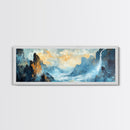 Abstract Mountain Waterfall Wall Art, Moody Landscape Painting, Modern Nature Art, Statement Artwork, Office Wall Decor