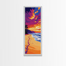 Tropical Beach, Sunset Landscape Art, Framed Canvas Print, Coastal Home Decor, Boho Beach Art, Living Room Wall Art, Summer Vibes