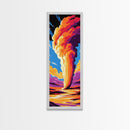 Geyser Eruption, Vibrant Nature, Framed Canvas Print, Yellowstone Art, National Park Decor, Outdoor Adventure, Living Room Wall Art