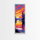 Sunset Pines, Tranquil Forest, Framed Canvas Print, Cabin Decor, Serene Landscape, Nature Art, Fall Home Accent, Living Room Art