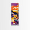 Sunset Boats, Vibrant Lake Scene, Framed Canvas Print, Nautical Wall Art, Living Room Art, Colorful Landscape, Coastal Decor, Cabin Art