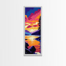 Tranquil Lake, Forest Reflection, Framed Canvas Print, Serene Nature Wall Art, Zen Decor, Vibrant Sunset Painting, Bedroom Artwork