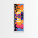 Autumn Pines, Golden Sunset, Framed Canvas Print, Woodland Wall Art, Cozy Nature Decor, Warm Fall Painting, Cabin Living Room Art