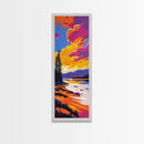 Lakeside Evening, Colorful Nature, Autumn Sunset, Framed Canvas Print, Landscape Wall Art, Living Room Decor, Vibrant Painting