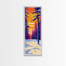 Snowy Pine Forest, Winter Wonderland, Christmas Sunset, Framed Canvas Print, Holiday Wall Art, Cozy Cabin Decor, Rustic Lodge Vibes