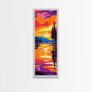 Sunset Pier, Lakeside Art, Vibrant Wall Decor, Summer Evening, Canvas Print, Boho Style, Living Room Art, Nature Inspired
