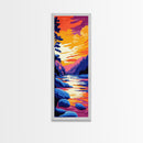 Sunset River, Nature Wall Art, Vibrant Landscape, Framed Canvas Print, Colorful Wilderness, Cabin Decor, Living Room Art, Boho Art