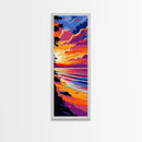 Coastal Sunset, Beach Art, Ocean View, Framed Canvas Print, Vibrant Seascape, Warm Summer Aesthetic, Living Room Art, Minimalist