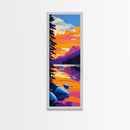 Mountain Reflection, Scenic Landscape, Vibrant Sunset, Framed Canvas Print, Wilderness Decor, Nature Inspired Art, Office Wall Art, Boho