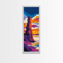 Desert Spire, Canyon Landscape, Sunset Glow, Framed Canvas Print, Adventure Decor, Western Style Art, Nature Inspired, Office Wall Art