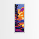 Sunset Cabin, Nature Art, Autumn Decor, Framed Canvas Print, Rustic Wall Art, Cozy Home Decor, Lake House Art, Landscape Painting