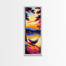 Hammock Retreat, Lake Sunset, Relaxing Art, Framed Canvas Print, Bedroom Wall Art, Peaceful Landscape, Outdoor Vibes Painting