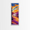 Desert Sunset, Southwest Art, Vibrant Adobe House, Colorful Western Print, Home Decor, Living Room Wall Art, Framed Canvas Print