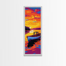 Boat, Sunset, Water, Reflection, Framed Canvas Print, Nautical Wall Art, Coastal Decor, Lakehouse Art, Cabin Wall Art, Living Room Art