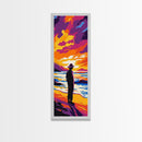 Lone Figure, Sunset Beach, Serene Ocean Scene, Moody Coastal Print, Contemplative Wall Art, Minimalist Aesthetic, Canvas Print