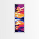 Tranquil Lake, Sunset Reflection, Framed Canvas Print, Nature Wall Art, Living Room Decor, Autumn Landscape, Serene Art