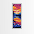 Twilight Lake, Mountain Reflection, Framed Canvas Print, Nature Wall Art, Autumn Landscape, Living Room Decor, Sunset Colors