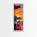 Sunset Balcony, Coastal, Vibrant, Relaxing, Framed Canvas Print, Sunset Art, Coastal Wall Art, Dining Room Decor, Beach Vibes