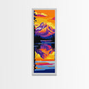 Lake Reflection, Colorful Mountain Wall Art, Tranquil Nature Decor, Lodge Framed Canvas Print, Living Room Accent, Modern Aesthetic