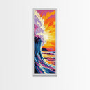 Ocean Wave, Coastal Sunset Wall Art, Beach House Decor, Nautical Theme, Surf Canvas Print, Vibrant Seascape, Modern Living Room Accent