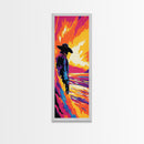 Western Cowboy Art, Canvas Print, Sunset Landscape, Lone Rider Painting, Dramatic Wall Decor, Country Living Room Art, Rustic Style