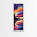 Tranquil Lake Sunset, Framed Canvas Print, Vibrant Reflections, Serene Nature Art, Colorful Wall Decor, Peaceful Home Aesthetic