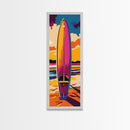 Vibrant Surfboard Art, Framed Canvas Print, Beach Wall Decor, Coastal Living Style, Summer Vibes, Tropical Artwork, Boho Home Decor