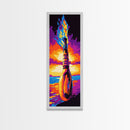 Fiery Bottle Artwork, Framed Canvas Print, Surreal Fantasy Art, Sunset Painting, Mystical Wall Decor, Home Aesthetic, Unique Gift