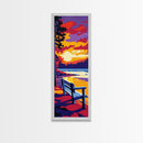 Peaceful Lakeside Bench, Canvas Print, Nature Scene, Vibrant Sunset Wall Art, Cozy Home Decor, Serene Reflection, Boho Living Style