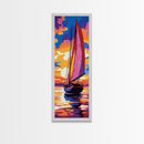 Sailboat, Sunset, Ocean, Reflection, Framed Canvas Print, Nautical Wall Art, Living Room Art, Vibrant Wall Print, Summer Art