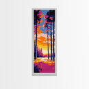 Sunset Forest, Pathway, Framed Canvas Print, Boho Nature Art, Autumn Wall Decor, Living Room Artwork, Forest Painting, Vibrant Art
