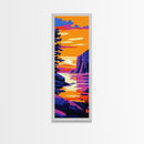 Sunset Lake View, Tranquil Nature Art, Colorful Landscape Print, Cabin Wall Art, Living Room Decor, Framed Canvas Print