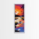 Sunset River Landscape, Vibrant Fall Art, Warm Nature Print, Relaxing Home Decor, Rustic Cabin Wall Art, Framed Canvas Print