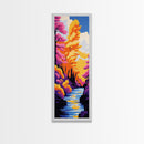 River Landscape, Colorful Trees, Abstract Nature Art, Autumn Scene, Vibrant Wall Art, Eclectic Home Decor, Framed Canvas Print