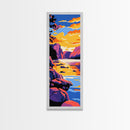 Serene River, Vibrant Sky, Mountain View, Framed Canvas Print, Cabin Wall Art, Fall Home Decor, Nature Artwork, Gift Idea