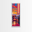 Grand Piano View, Music Lovers Art, Sunset Landscape, Framed Canvas Print, Elegant Home Decor, Living Room Art, Warm Colorful Aesthetic