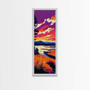 Serene Lakeside, Sunset Reflection, Nature Art, Framed Canvas Print, Vibrant Landscape, Modern Home Decor, Bedroom Wall Art, Bold Colors