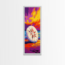 Sand Dollar Beach, Coastal Boho Art, Vibrant Ocean Scene, Framed Canvas Print, Warm Sunset, Nautical Home Decor, Serene Wall Art