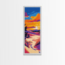Desert Sunset Path, Warm Scenic Art, Serene Nature Print, Framed Canvas Print, Vibrant Boho Decor, Southwest Landscape, Earthy Tones